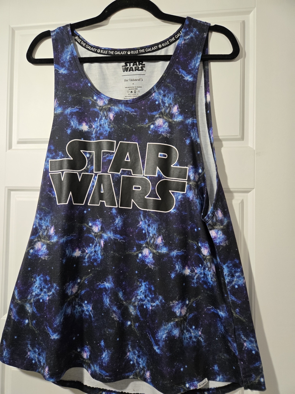 Star Wars Women's Galaxy Print Tank Top - Black & Blue. Size XL